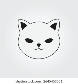 Minimalist cat outline with serene expression, perfect for pet brands, playful stickers, and animal lover merchandise.