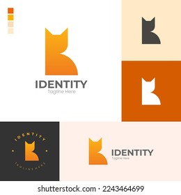 Minimalist cat shape letter b logo design