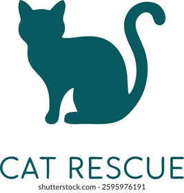 Minimalist cat vector illustration symbolizing pet rescue and adoption support  
