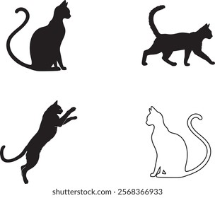 Minimalist Cat Vector Silhouettes Perfect for Design Projects