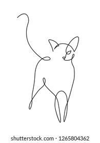 Minimalist cats in abstract hand drawn style, minimalist one line drawing