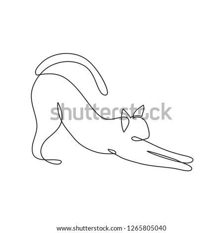 Minimalist cats in abstract hand drawn style, minimalist one line drawing