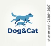 minimalist cats and dogs running flat icon logo vector illustration design. simple modern pet shop and pet lover logo concept