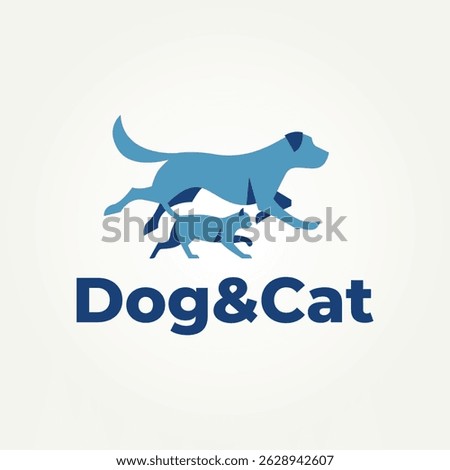 minimalist cats and dogs running flat icon logo vector illustration design. simple modern pet shop and pet lover logo concept
