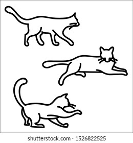 Minimalist cats drawing set. Cat doodles in abstract hand drawn style.