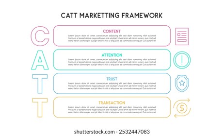 Minimalist CATT Marketing Framework Diagram with Four Key Stages Vector Illustration