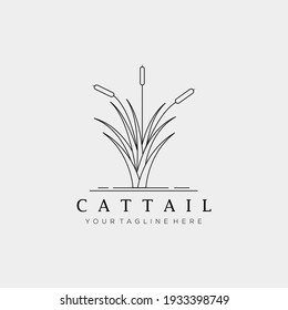 minimalist cattails line art logo vector illustration design
