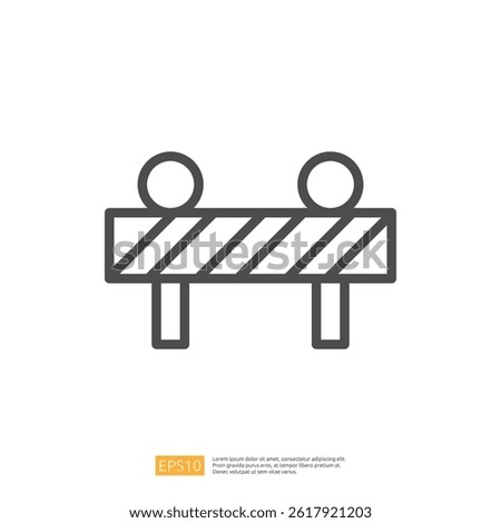 Minimalist Caution Barrier Icon Representing Road Safety and Construction Zone Blockage with Clear Geometry Symbolism and Bold Colors