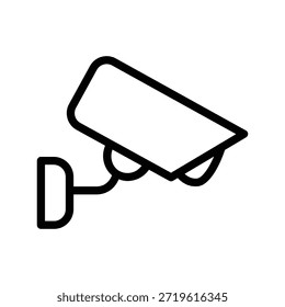 Minimalist CCTV camera icon with a clean outline, representing video surveillance, security monitoring, safety systems, and smart protection technology