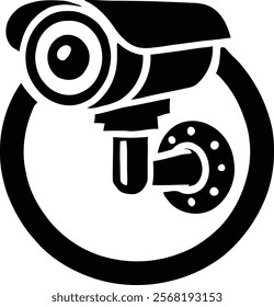 Minimalist CCTV Camera Silhouette Icon and logo for Surveillance and Security