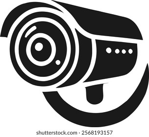 Minimalist CCTV Camera Silhouette Icon and logo for Surveillance and Security