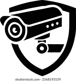 Minimalist CCTV Camera Silhouette Icon and logo for Surveillance and Security