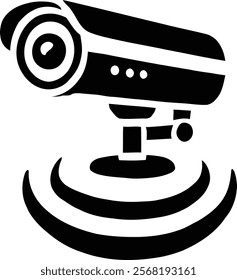 Minimalist CCTV Camera Silhouette Icon and logo for Surveillance and Security