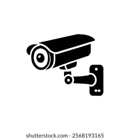 Minimalist CCTV Camera Silhouette Icon and logo for Surveillance and Security