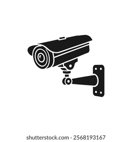 Minimalist CCTV Camera Silhouette Icon and logo for Surveillance and Security