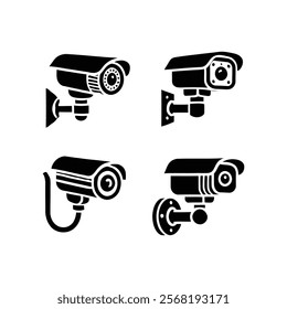 Minimalist CCTV Camera Silhouette Icon and logo for Surveillance and Security