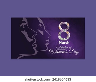 Minimalist celebrating International Women’s Day banner. Purple theme with orchid. Symbolic of women.