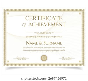 Certificado minimalista de diseño de Plantilla de borde de logro. Premio, ilustración de diploma 