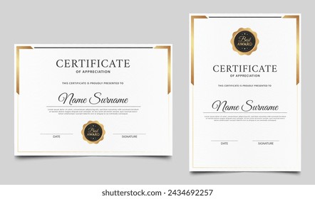 Minimalist certificate of appreciation border template. Award diploma vector design