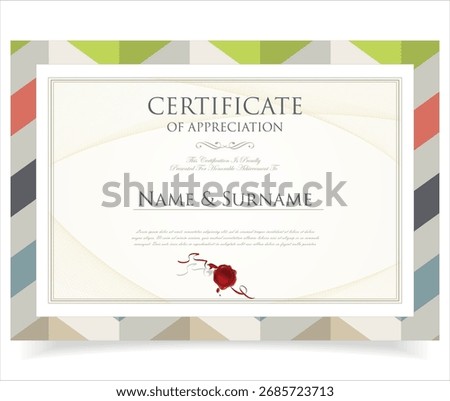Minimalist certificate of appreciation border template. Award diploma. Certificate or diploma retro design template stock illustration