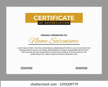 minimalist certificate of appreciation template vektor eps 10, diploma certificate
