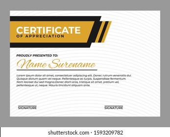 minimalist certificate of appreciation template vektor eps 10, diploma certificate