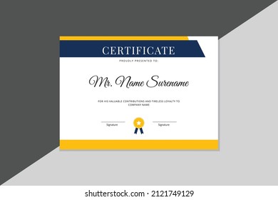 Minimalist Certificate Template Design. Modern and Clean Design Layout