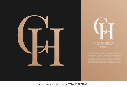 minimalist CH or HC initial letter vintage brand and logo