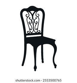 Minimalist Chair Silhouette Icon - Vector Illustration