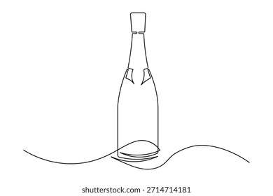 Minimalist champagne continuous line drawing icon symbol isolate design