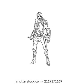 minimalist characters line hero vector art