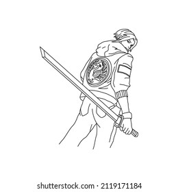 minimalist characters line hero vector art