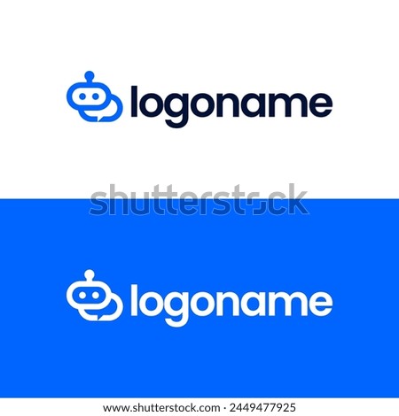 Minimalist chat bot logo design template.