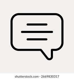 Icono de burbuja de chat minimalista con líneas simples. Perfecto para App de comunicación, mensajería e interfaces de chat. Diseño limpio y moderno para aplicaciones de chat. Vector de la burbuja del discurso.