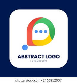 minimalist chat bubble logo design with gradient colors