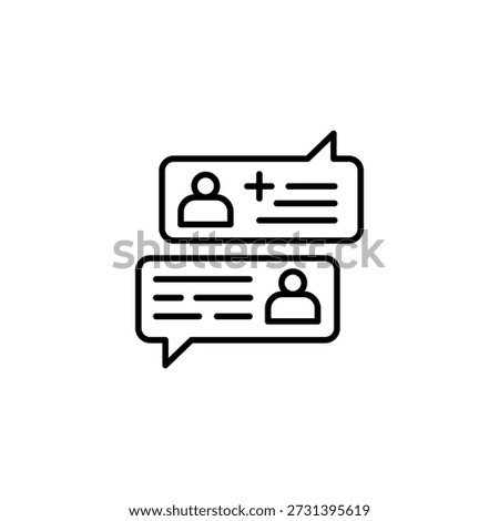Minimalist Chat Bubbles With User Icons And Plus Sign Outline Icon