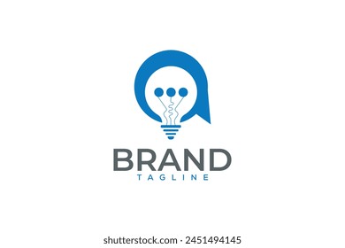 Minimalist chat bulb logo vector design template. Symbol chat bulb design concept