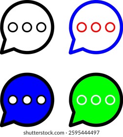 Minimalist chat icon with dots indicating an active conversation. Ideal for modern UI, available in multiple formats. Perfect for messaging apps, customer service, and interactive chat features.