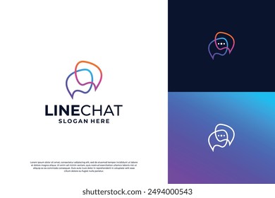 Minimalist chat with line art style logo design