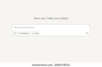 Minimalist chatbot UI featuring search and DeepThink buttons for enhanced question answering