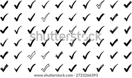 Minimalist check mark grid with outlined icons for attention test, pattern recognition, visual contrast, UI design, and digital interface concepts