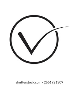 Minimalist Check Mark Icon in Circle