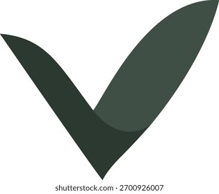 Minimalist check mark icon with smooth curves and modern flat style. Suitable for branding, approval symbols, completed tasks, business presentations, and user interface design elements.