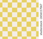 Minimalist Checkered Seamless Pattern. Organic Two-Tone Grid Design. Modern Texture With Imperfect Hand-Drawn Squares