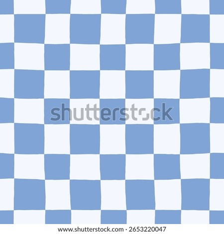 Minimalist Checkered Seamless Pattern. Organic Two-Tone Grid Design. Modern Texture With Imperfect Hand-Drawn Squares