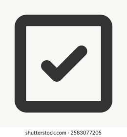 Minimalist checkmark icon design vector. User interface icon in black. Computer icon vector.