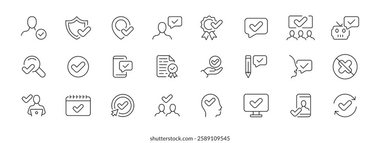 Minimalist checkmark icons vector set for web and ui design.