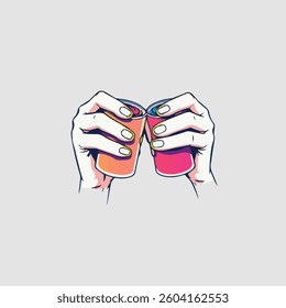 Minimalist Cheers - Hands Clinking Cups