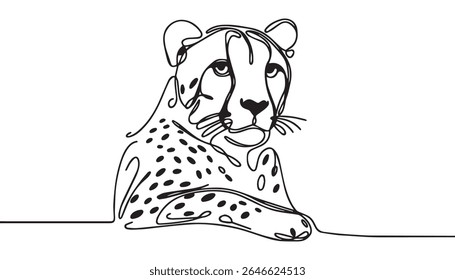 Minimalist cheetah portrait single line art elegant animal illustration modern wildcat drawing creative graphic design