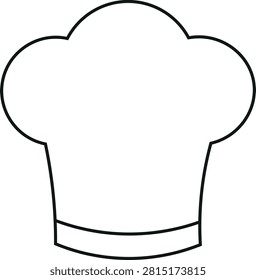 Minimalist chef hat icon vector illustration featuring clean outline and solid styles. This cooking symbol is ideal for restaurants, cafes, bakeries, food delivery services, catering businesses, culinary schools, recipe blogs, kitchen applications, websites, mobile apps, menus, and user interface designs. Isolated on a white background with scalable vector quality and editable strokes.
